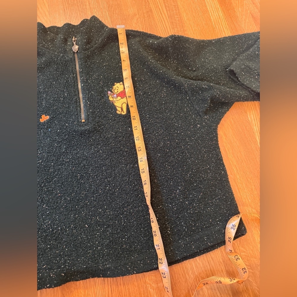 90s Vintage Pooh Bear Green Quarter Zip Sweater Sz M - Picture 7 of 7